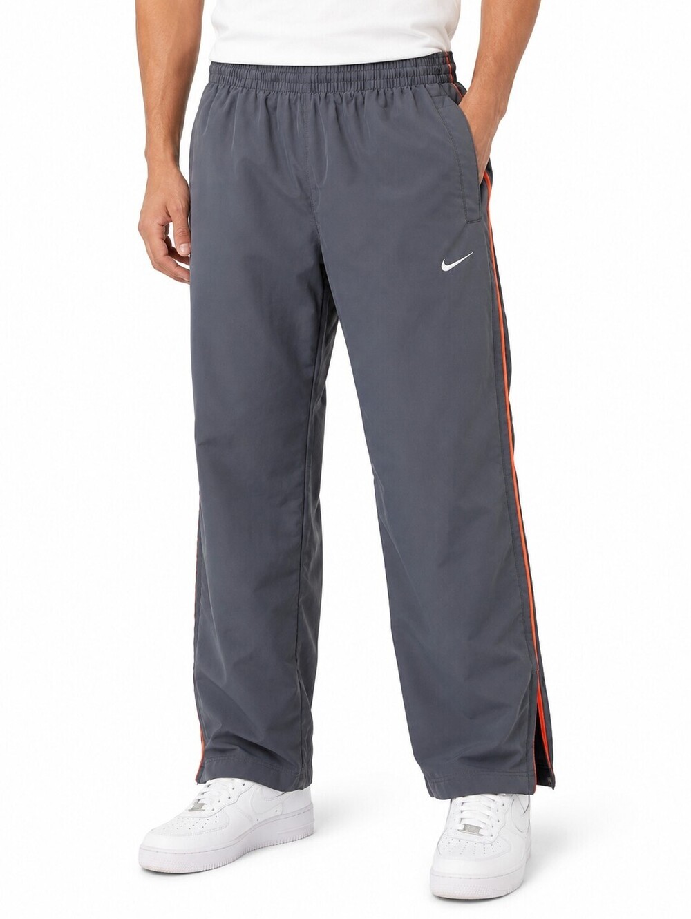 Nike Dri-FIT Men's Dark Grey Orange side Stripes Athletic Track Pants - Size L